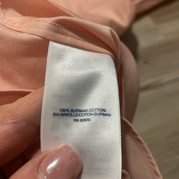 Lands’ End No Iron Supima Pinpoint Button down Dress Shirt 15 1 /2 - 34 Peach - Picture 9 of 11